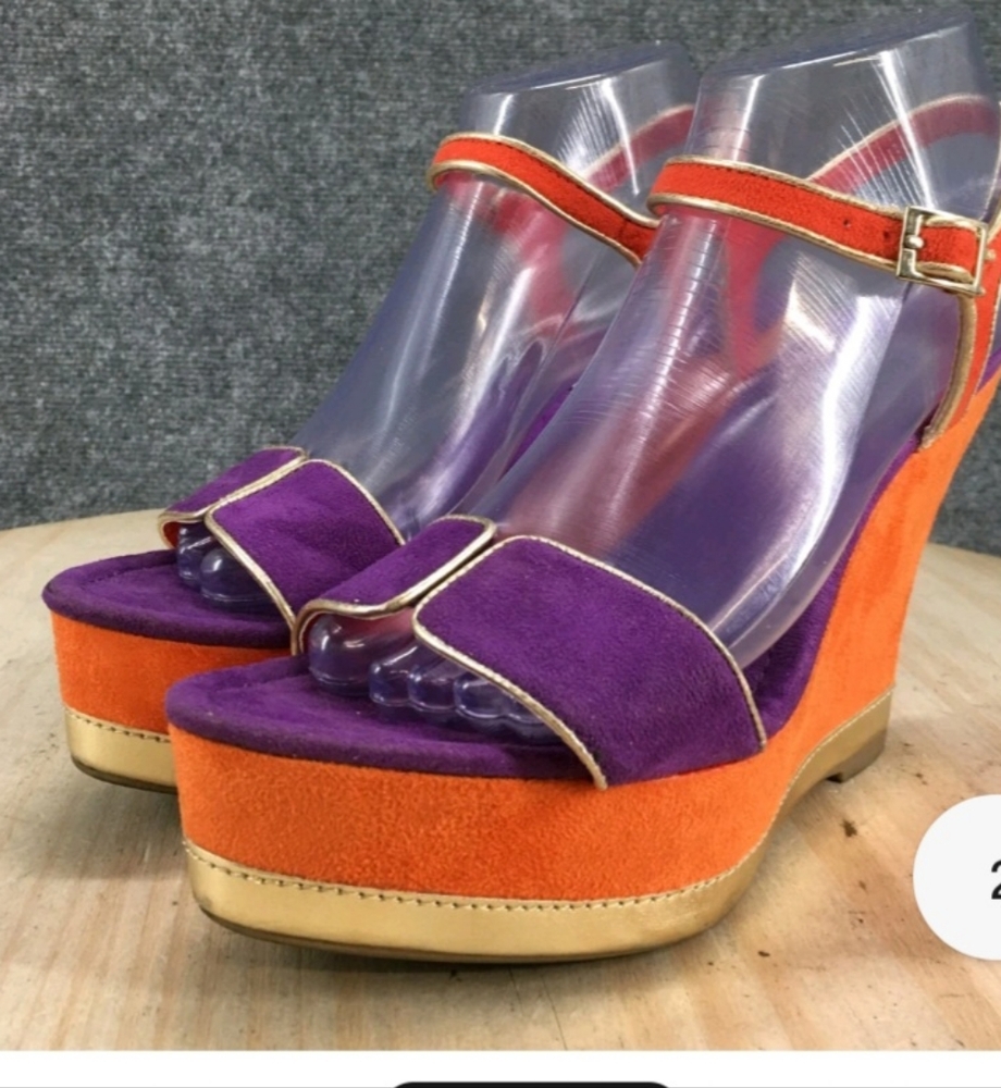 Jennifer Lopez Purple and Orange Wedge Shoes